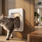 Comparativa de las 4 mejores puertas con microchip inteligentes de 2026: SureFlap y PetSafe en un hogar moderno.